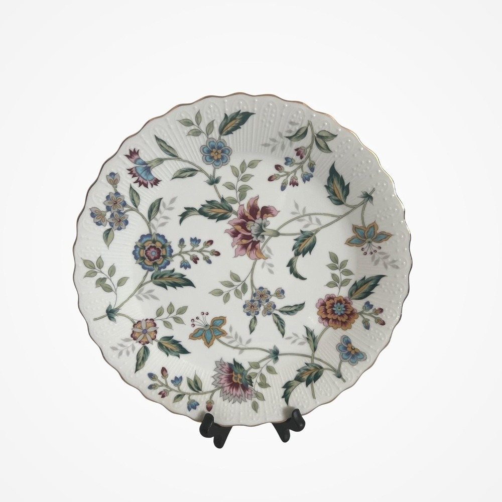 Andrea by Sadek Cake Plate Porcelain Buckingham Floral‎ Gold Trim Vintage Japan